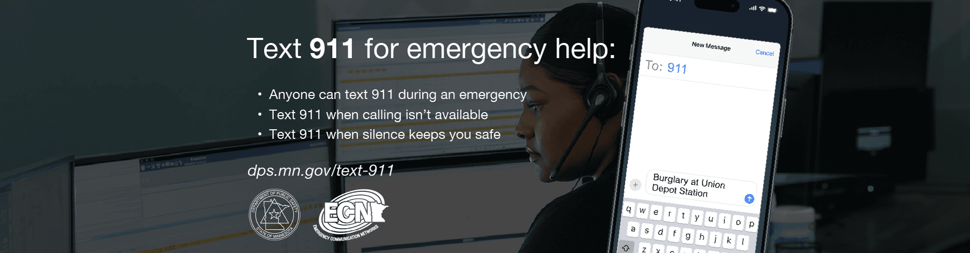 Dispatcher answering a text-to-911 