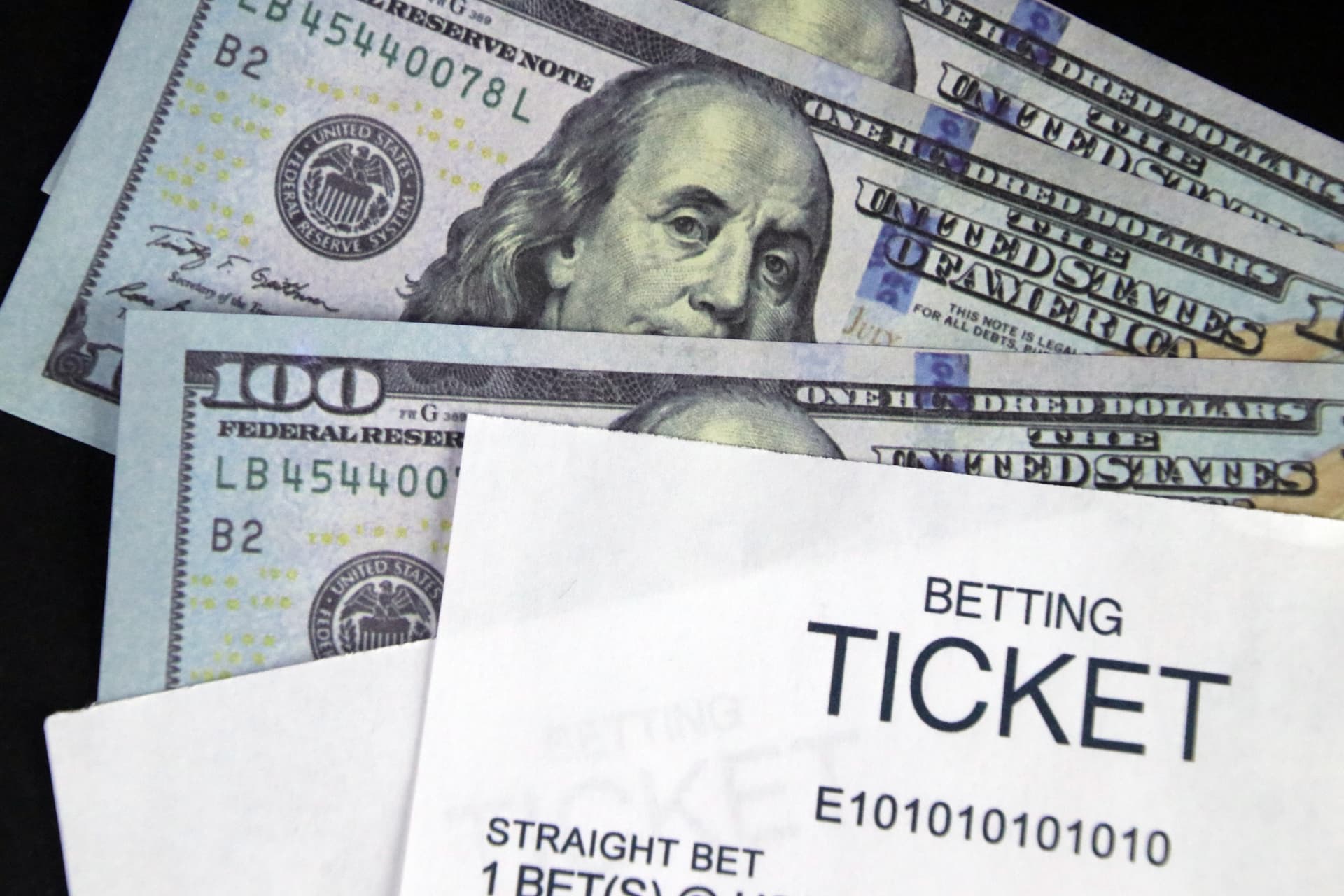 Money and betting tickets related to gambling