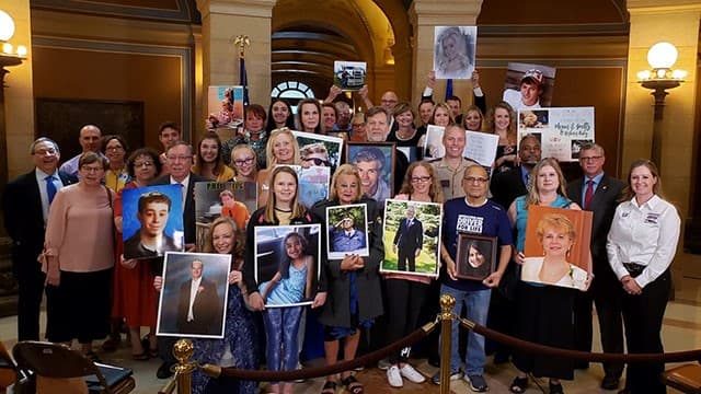 Advocates of the hands-free cell phone law gathered Aug. 1, 2019 at the State Capitol Rotunda to mark the beginning of a new era on Minnesota roads.
