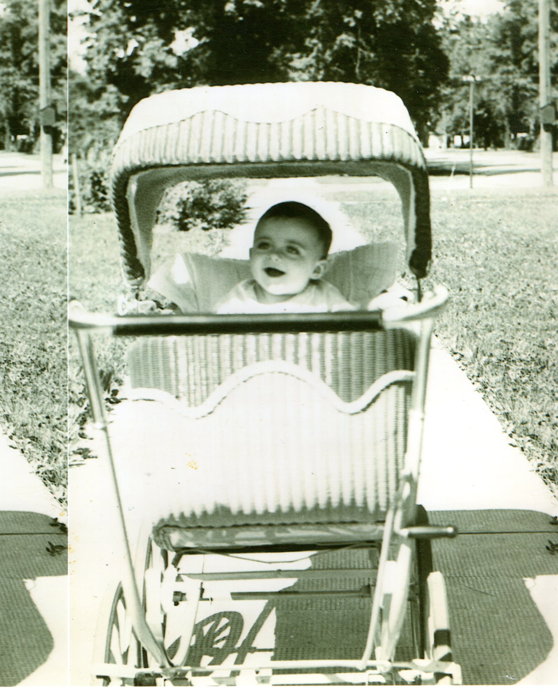 Henry Owen in his baby carriage in 1937.